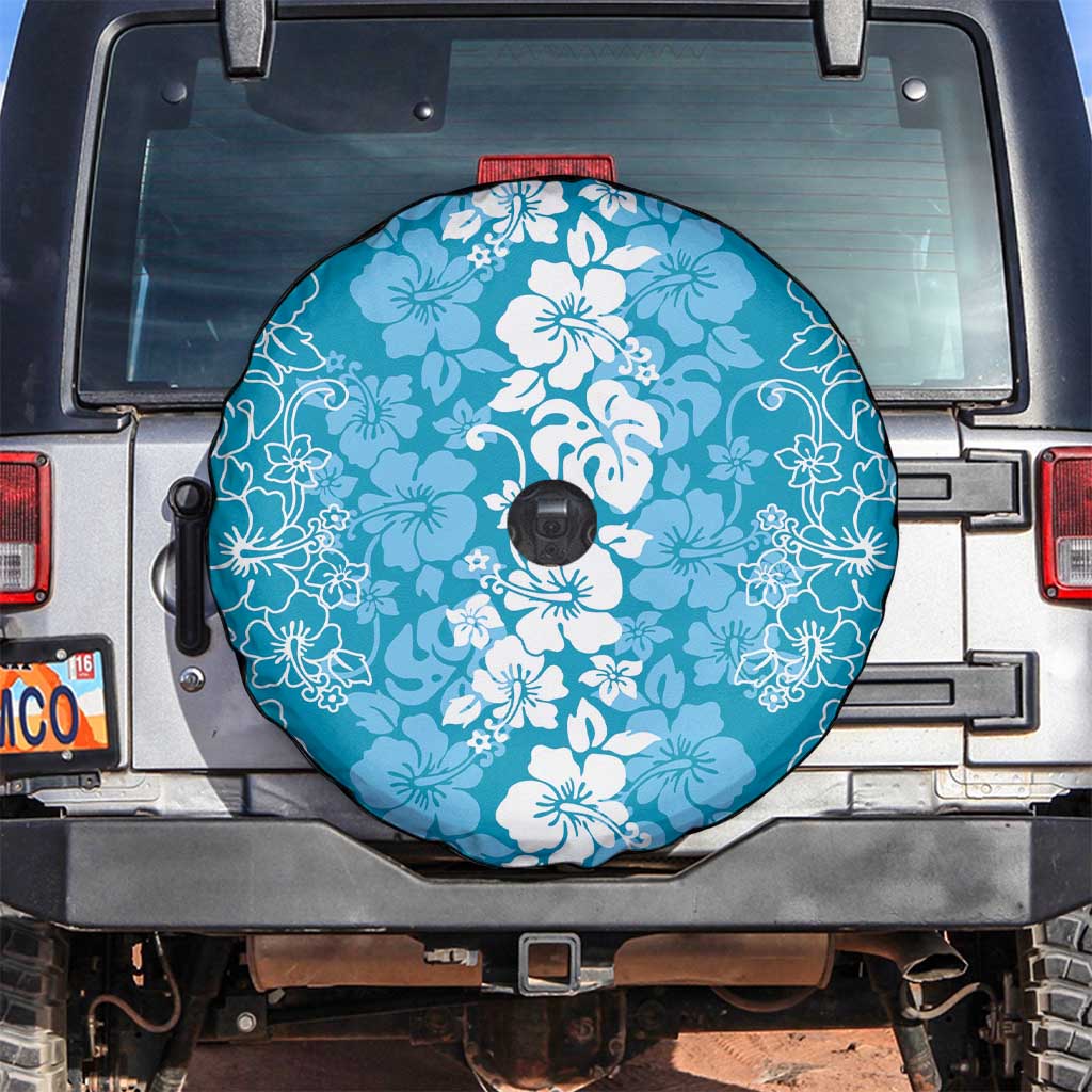 Hawaiian Lei Day Spare Tire Cover Blue Hibiscus Flowers Lei Art LT9 Blue - Polynesian Pride
