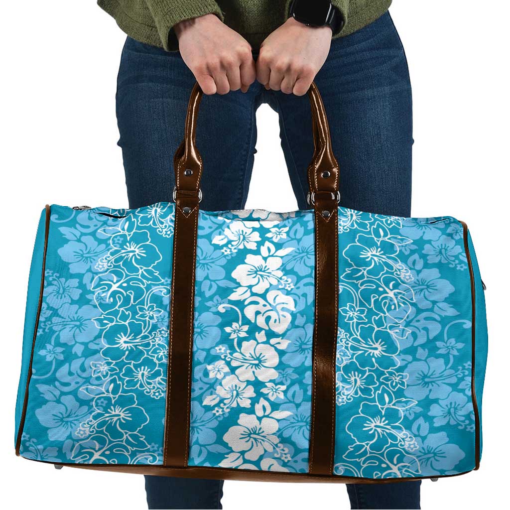 Hawaiian Lei Day Travel Bag Blue Hibiscus Flowers Lei Art LT9 Blue - Polynesian Pride