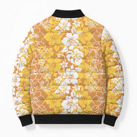 Hawaiian Lei Day Bomber Puffer Jacket Gold Hibiscus Flowers Lei Art LT9 - Polynesian Pride