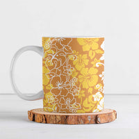 Hawaiian Lei Day Ceramic Mug Gold Hibiscus Flowers Lei Art LT9 Gold - Polynesian Pride