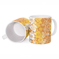 Hawaiian Lei Day Ceramic Mug Gold Hibiscus Flowers Lei Art LT9 - Polynesian Pride