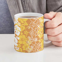 Hawaiian Lei Day Ceramic Mug Gold Hibiscus Flowers Lei Art LT9 - Polynesian Pride