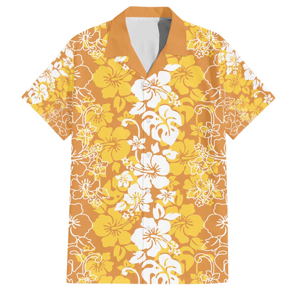Hawaiian Lei Day Hawaiian Shirt Gold Hibiscus Flowers Lei Art LT9 Gold - Polynesian Pride