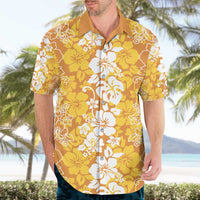 Hawaiian Lei Day Hawaiian Shirt Gold Hibiscus Flowers Lei Art LT9 - Polynesian Pride