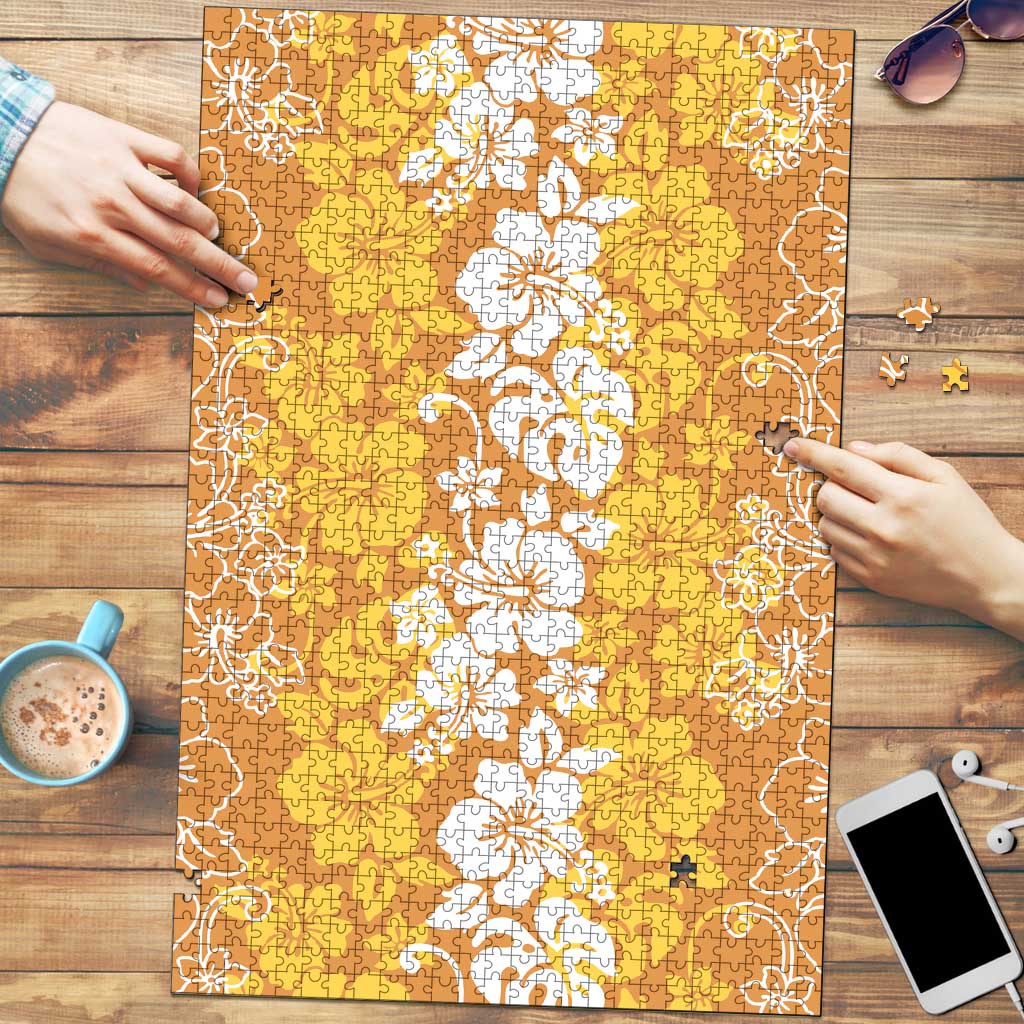 Hawaiian Lei Day Puzzle Gold Hibiscus Flowers Lei Art LT9 Gold - Polynesian Pride