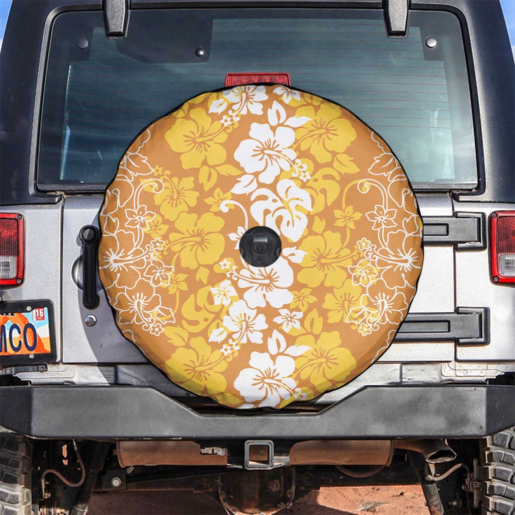 Hawaiian Lei Day Spare Tire Cover Gold Hibiscus Flowers Lei Art LT9 Gold - Polynesian Pride