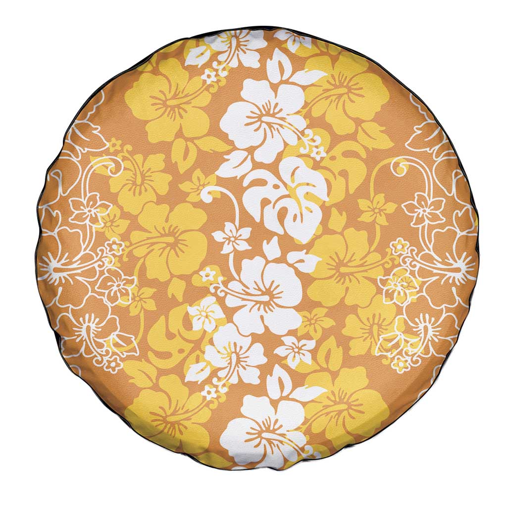 Hawaiian Lei Day Spare Tire Cover Gold Hibiscus Flowers Lei Art LT9 - Polynesian Pride