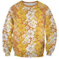 Hawaiian Lei Day Sweatshirt Gold Hibiscus Flowers Lei Art LT9 Unisex Gold - Polynesian Pride