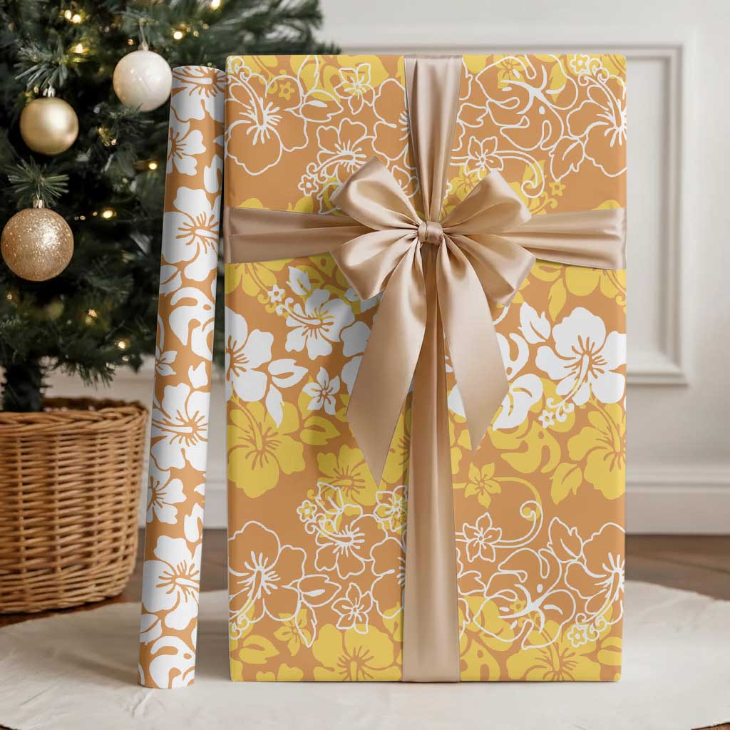 Hawaiian Lei Day Wrapping Paper Gold Hibiscus Flowers Lei Art LT9 - Polynesian Pride