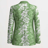 Hawaiian Lei Day Blazer Green Hibiscus Flowers Lei Art LT9 - Polynesian Pride