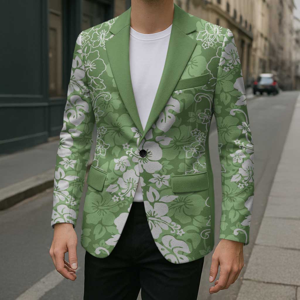 Hawaiian Lei Day Blazer Green Hibiscus Flowers Lei Art LT9 - Polynesian Pride
