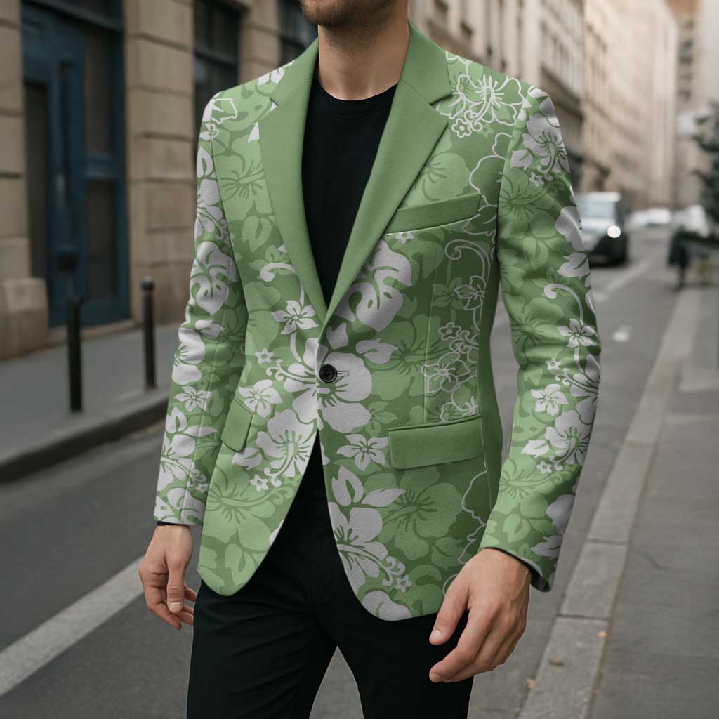 Hawaiian Lei Day Blazer Green Hibiscus Flowers Lei Art LT9 - Polynesian Pride