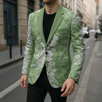 Hawaiian Lei Day Blazer Green Hibiscus Flowers Lei Art LT9 - Polynesian Pride