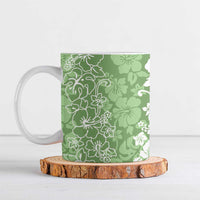 Hawaiian Lei Day Ceramic Mug Green Hibiscus Flowers Lei Art LT9 Green - Polynesian Pride