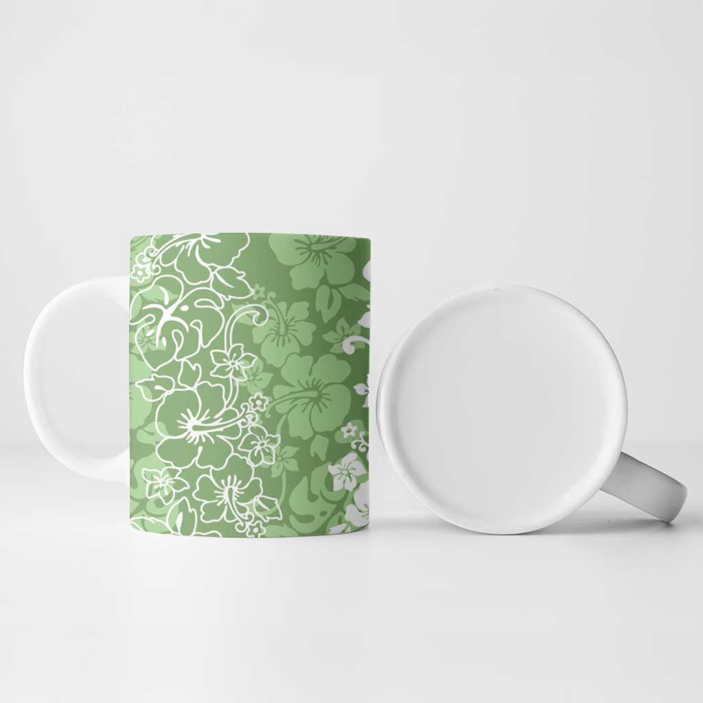 Hawaiian Lei Day Ceramic Mug Green Hibiscus Flowers Lei Art LT9 - Polynesian Pride