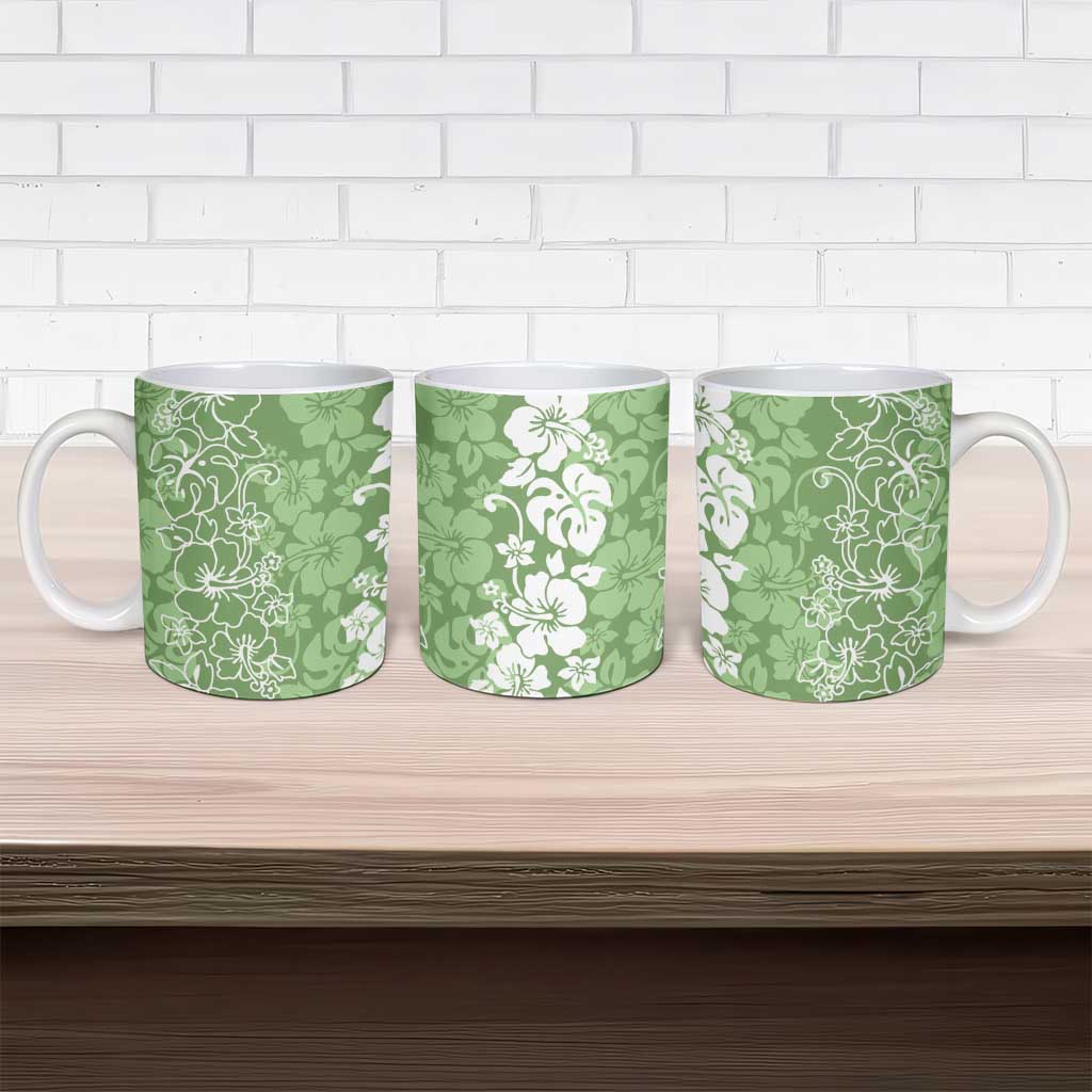 Hawaiian Lei Day Ceramic Mug Green Hibiscus Flowers Lei Art LT9 - Polynesian Pride