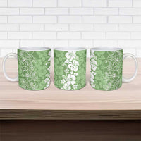 Hawaiian Lei Day Ceramic Mug Green Hibiscus Flowers Lei Art LT9 - Polynesian Pride