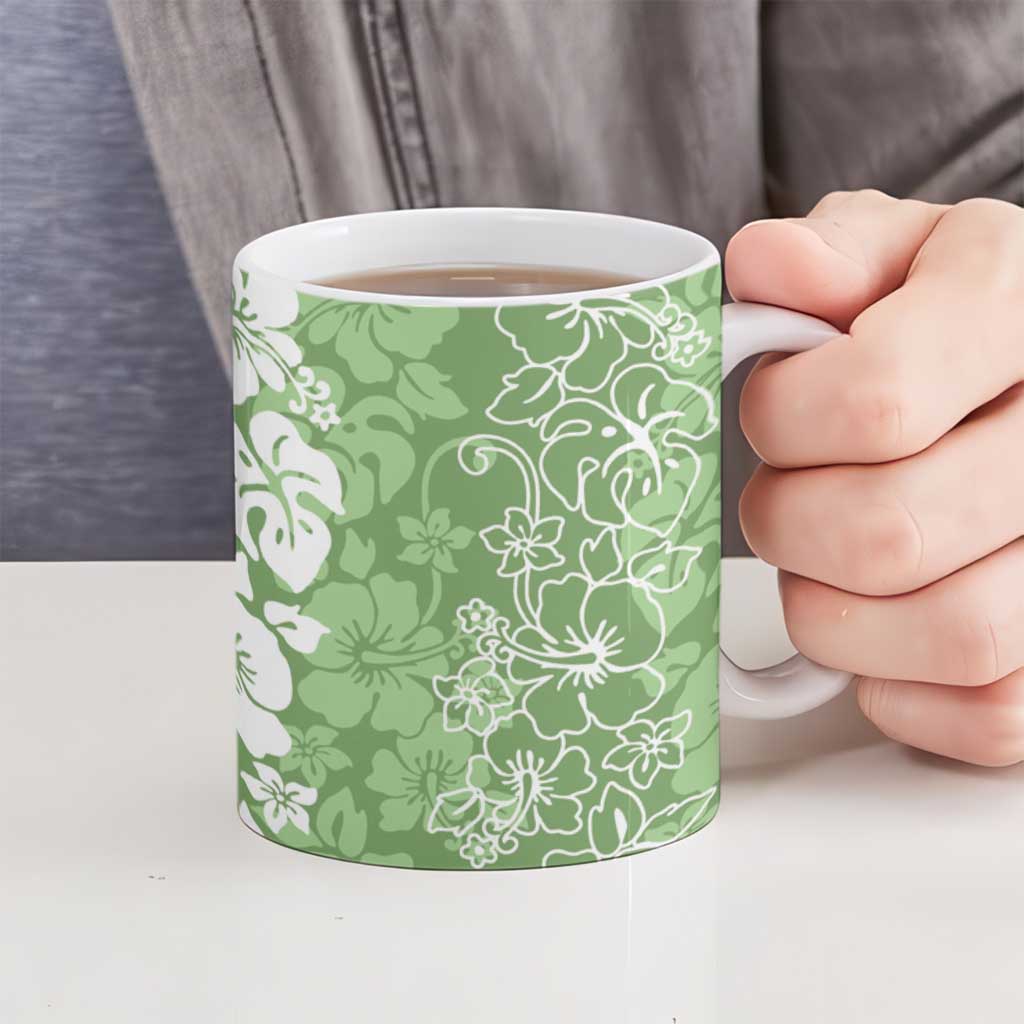 Hawaiian Lei Day Ceramic Mug Green Hibiscus Flowers Lei Art LT9 - Polynesian Pride
