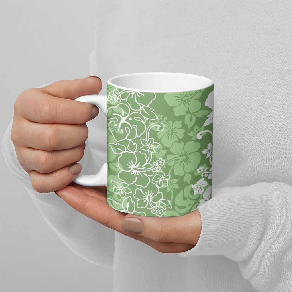 Hawaiian Lei Day Ceramic Mug Green Hibiscus Flowers Lei Art LT9 - Polynesian Pride
