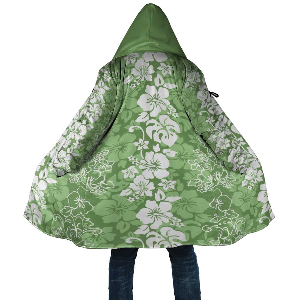 Hawaiian Lei Day Cloak Green Hibiscus Flowers Lei Art LT9 Unisex Green - Polynesian Pride