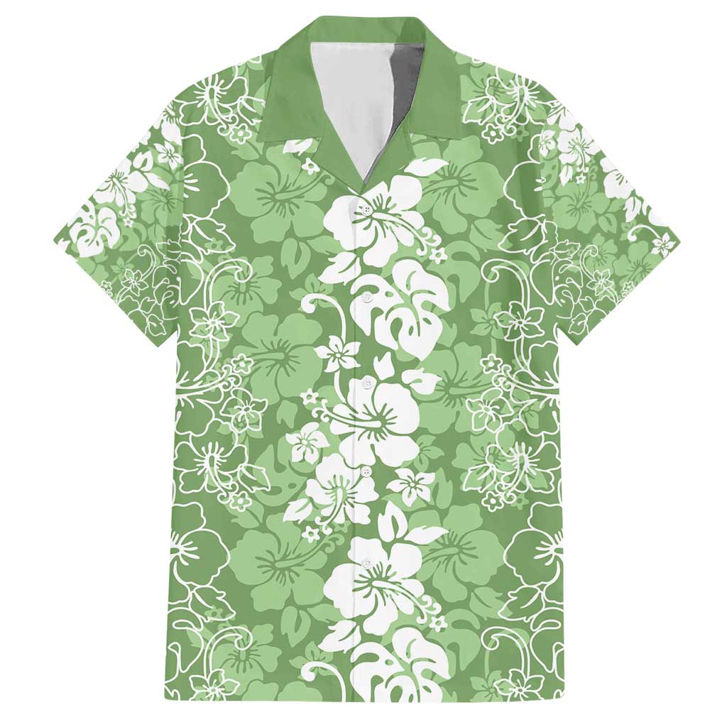Hawaiian Lei Day Hawaiian Shirt Green Hibiscus Flowers Lei Art LT9 Green - Polynesian Pride