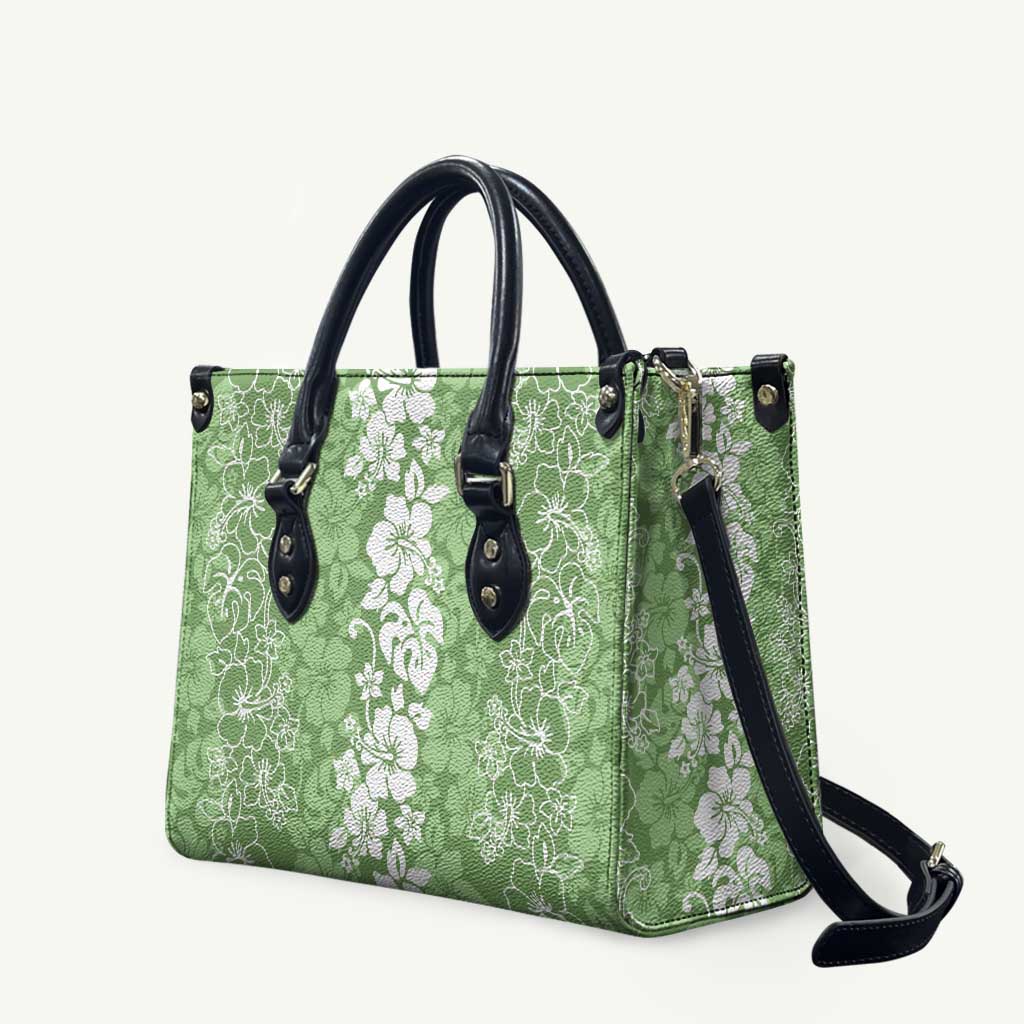 Hawaiian Lei Day Leather Bag Green Hibiscus Flowers Lei Art LT9 Green - Polynesian Pride