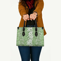 Hawaiian Lei Day Leather Bag Green Hibiscus Flowers Lei Art LT9 - Polynesian Pride