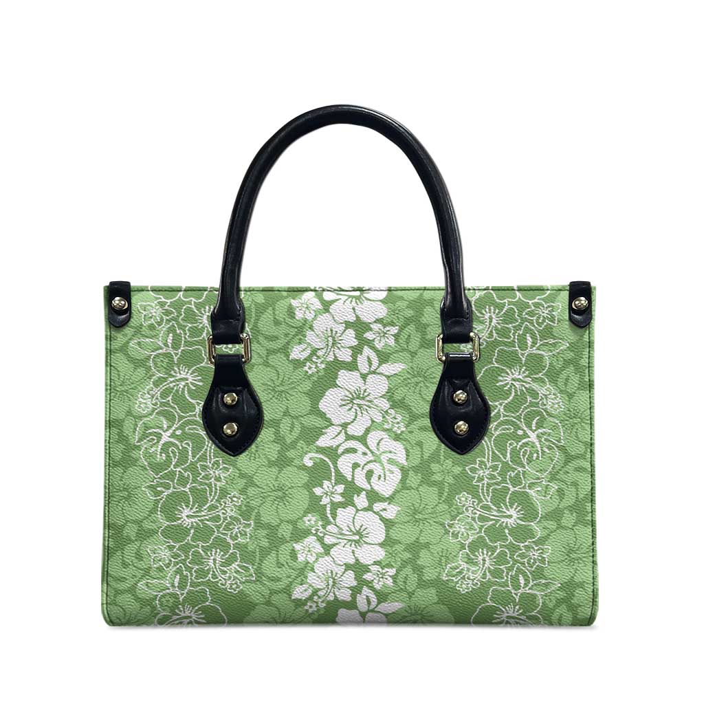 Hawaiian Lei Day Leather Bag Green Hibiscus Flowers Lei Art LT9 - Polynesian Pride