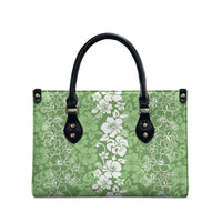 Hawaiian Lei Day Leather Bag Green Hibiscus Flowers Lei Art LT9 - Polynesian Pride