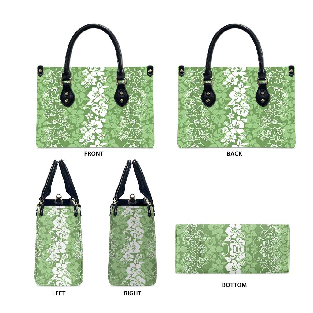 Hawaiian Lei Day Leather Bag Green Hibiscus Flowers Lei Art LT9 - Polynesian Pride