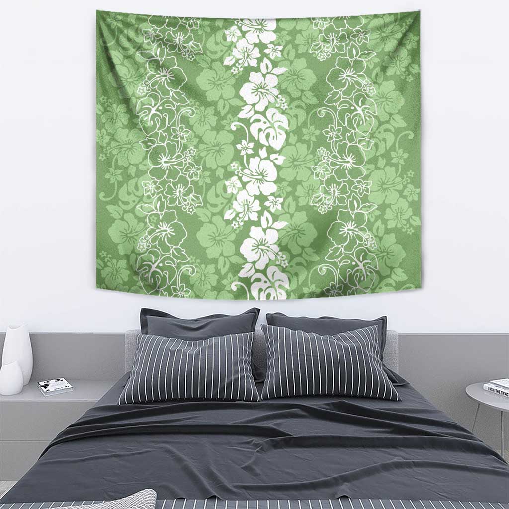Hawaiian Lei Day Tapestry Green Hibiscus Flowers Lei Art LT9 - Polynesian Pride