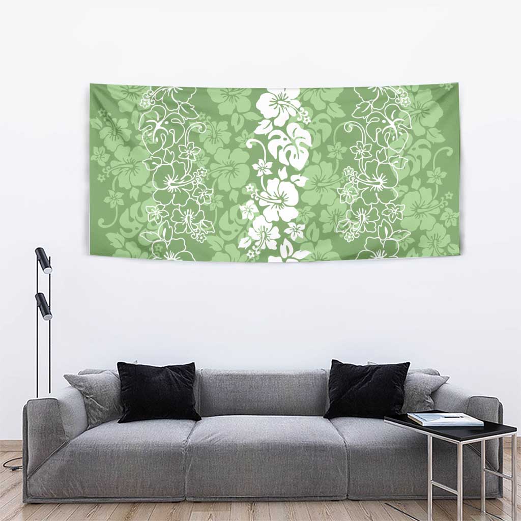 Hawaiian Lei Day Tapestry Green Hibiscus Flowers Lei Art LT9 - Polynesian Pride