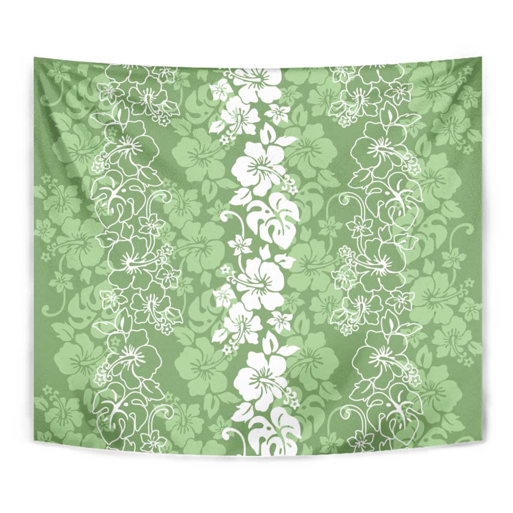 Hawaiian Lei Day Tapestry Green Hibiscus Flowers Lei Art LT9 - Polynesian Pride