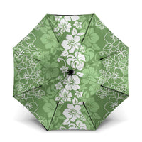 Hawaiian Lei Day Umbrella Green Hibiscus Flowers Lei Art LT9 One Size Folded 11.42 inch Opened Diameter 37.4 inch Green - Polynesian Pride