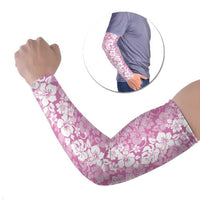 Hawaiian Lei Day Arm Sleeves Pink Hibiscus Flowers Lei Art LT9 Set of 2 Pink - Polynesian Pride