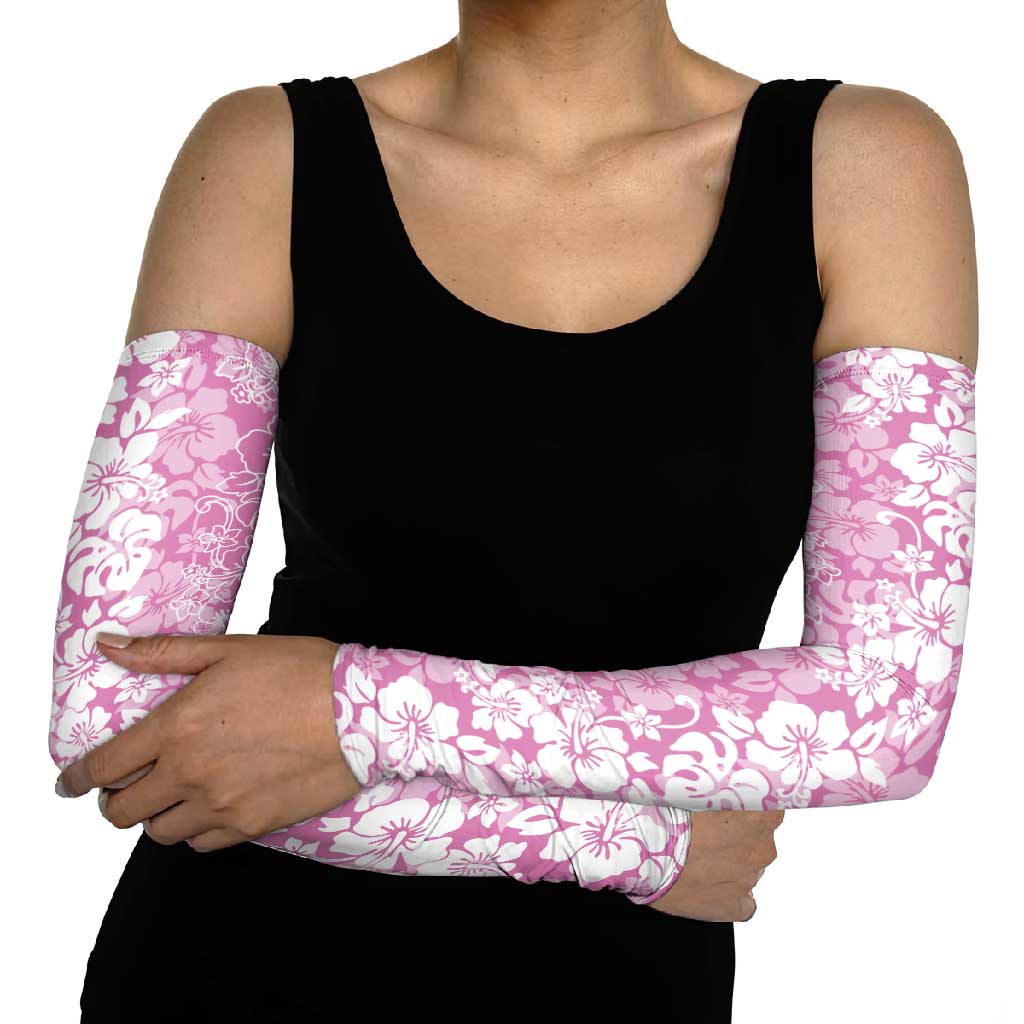 Hawaiian Lei Day Arm Sleeves Pink Hibiscus Flowers Lei Art LT9 - Polynesian Pride