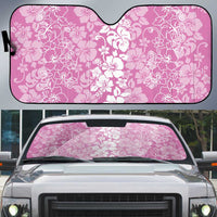 Hawaiian Lei Day Auto Sun Shade Pink Hibiscus Flowers Lei Art LT9 Pink - Polynesian Pride