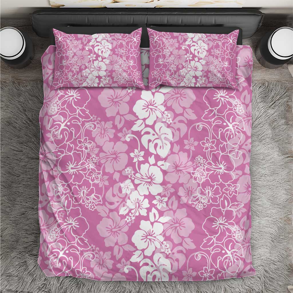 Hawaiian Lei Day Bedding Set Pink Hibiscus Flowers Lei Art LT9 Pink - Polynesian Pride