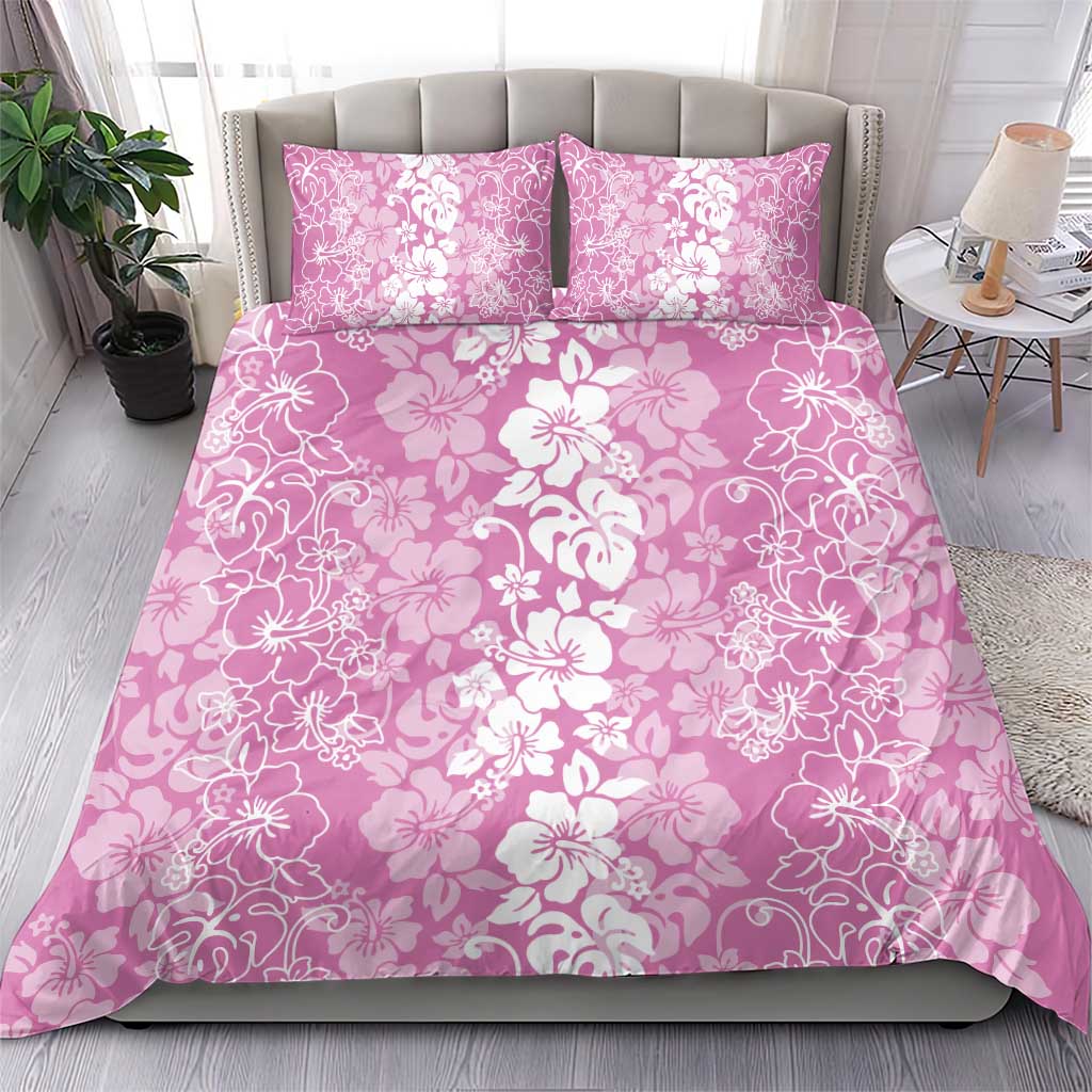Hawaiian Lei Day Bedding Set Pink Hibiscus Flowers Lei Art LT9 - Polynesian Pride