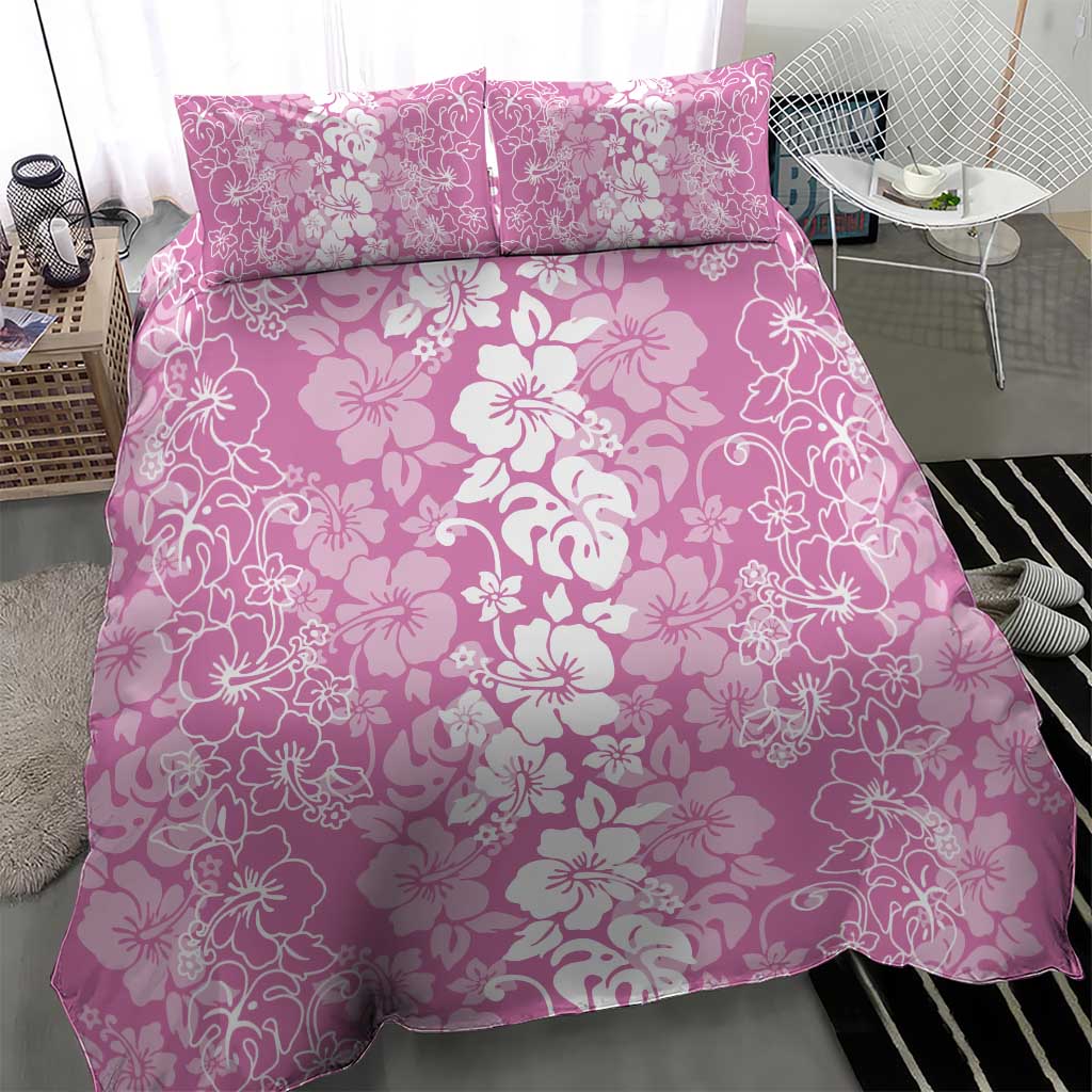 Hawaiian Lei Day Bedding Set Pink Hibiscus Flowers Lei Art LT9 - Polynesian Pride