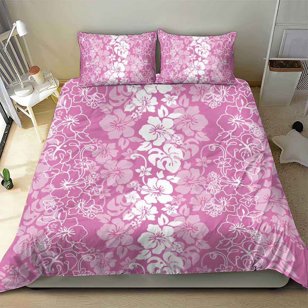 Hawaiian Lei Day Bedding Set Pink Hibiscus Flowers Lei Art LT9 - Polynesian Pride
