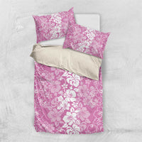 Hawaiian Lei Day Bedding Set Pink Hibiscus Flowers Lei Art LT9 US Twin 172cm x 218cm Pink - Polynesian Pride