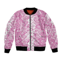 Hawaiian Lei Day Bomber Jacket Pink Hibiscus Flowers Lei Art LT9 Unisex Pink - Polynesian Pride