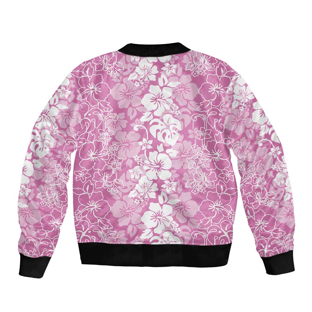 Hawaiian Lei Day Bomber Jacket Pink Hibiscus Flowers Lei Art LT9 - Polynesian Pride