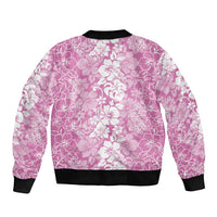 Hawaiian Lei Day Bomber Jacket Pink Hibiscus Flowers Lei Art LT9 - Polynesian Pride
