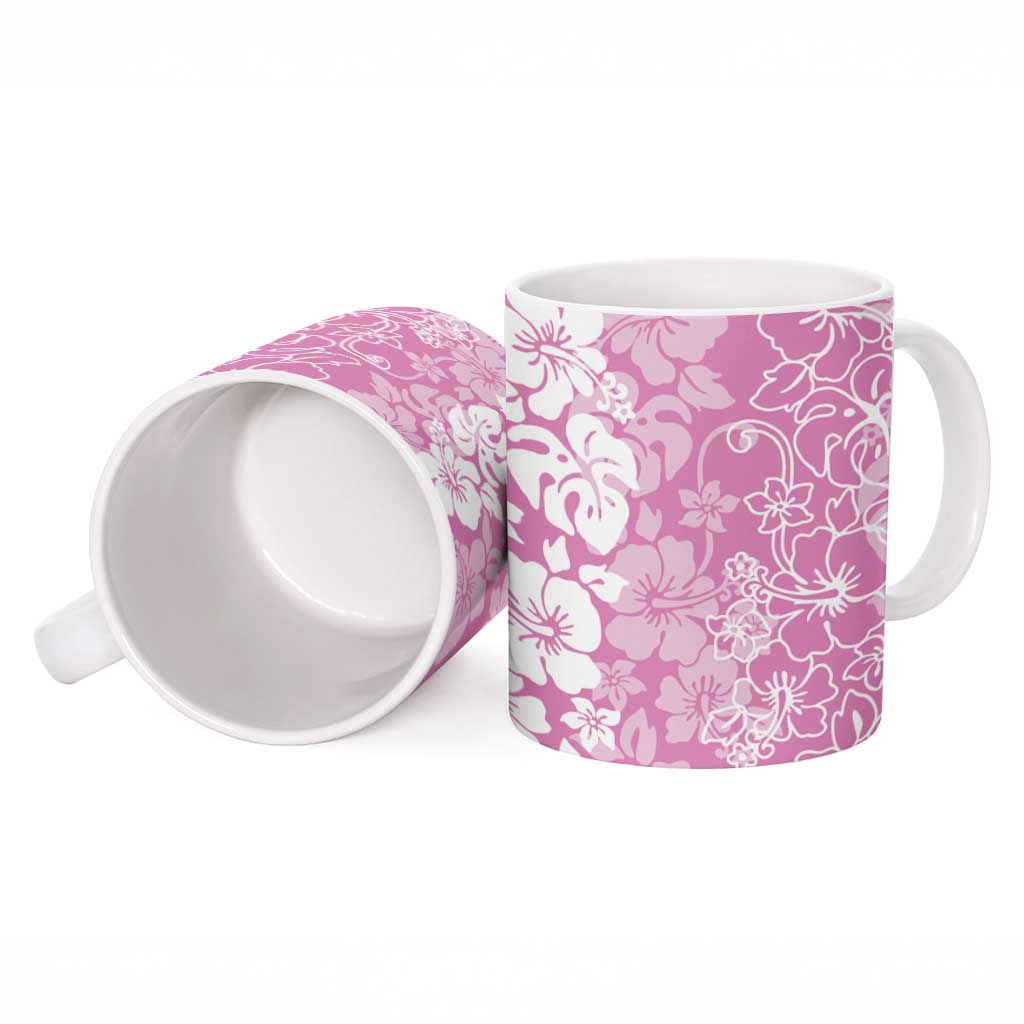 Hawaiian Lei Day Ceramic Mug Pink Hibiscus Flowers Lei Art LT9 - Polynesian Pride