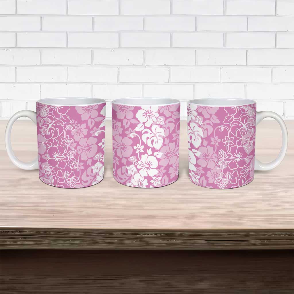Hawaiian Lei Day Ceramic Mug Pink Hibiscus Flowers Lei Art LT9 - Polynesian Pride