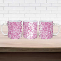 Hawaiian Lei Day Ceramic Mug Pink Hibiscus Flowers Lei Art LT9 - Polynesian Pride