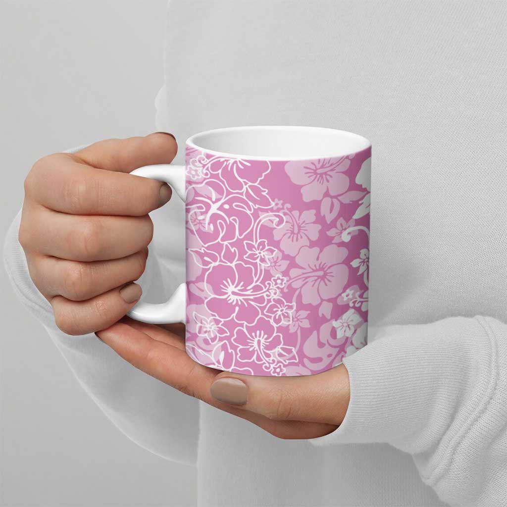 Hawaiian Lei Day Ceramic Mug Pink Hibiscus Flowers Lei Art LT9 - Polynesian Pride