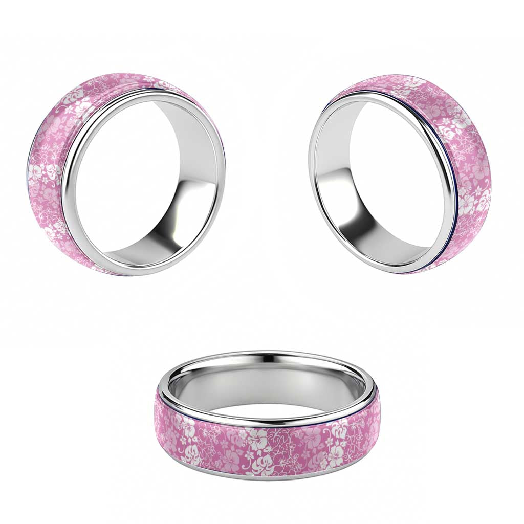 Hawaiian Lei Day Classic Ring Pink Hibiscus Flowers Lei Art LT9 - Polynesian Pride